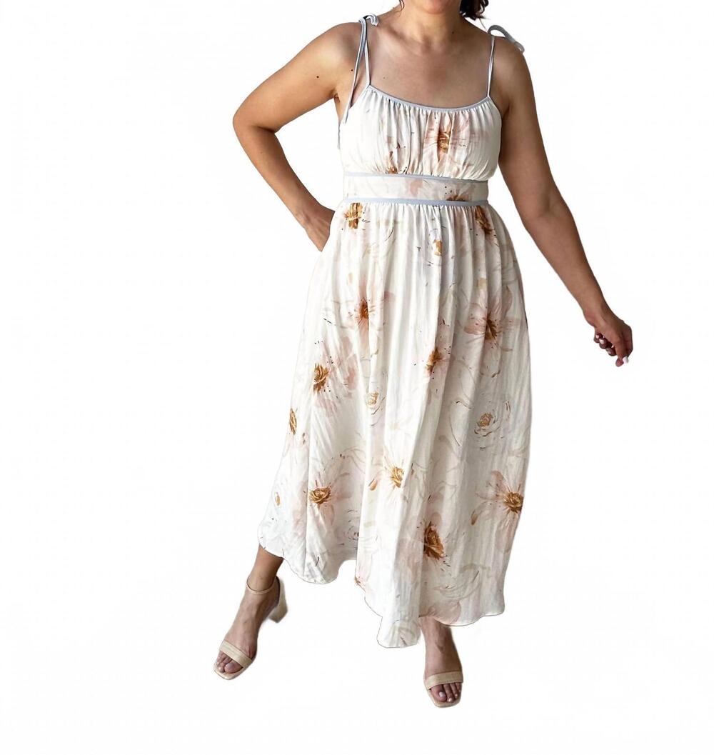 NEW BLU PEPPER watercolor midi dress in cream multi